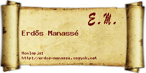 Erdős Manassé névjegykártya